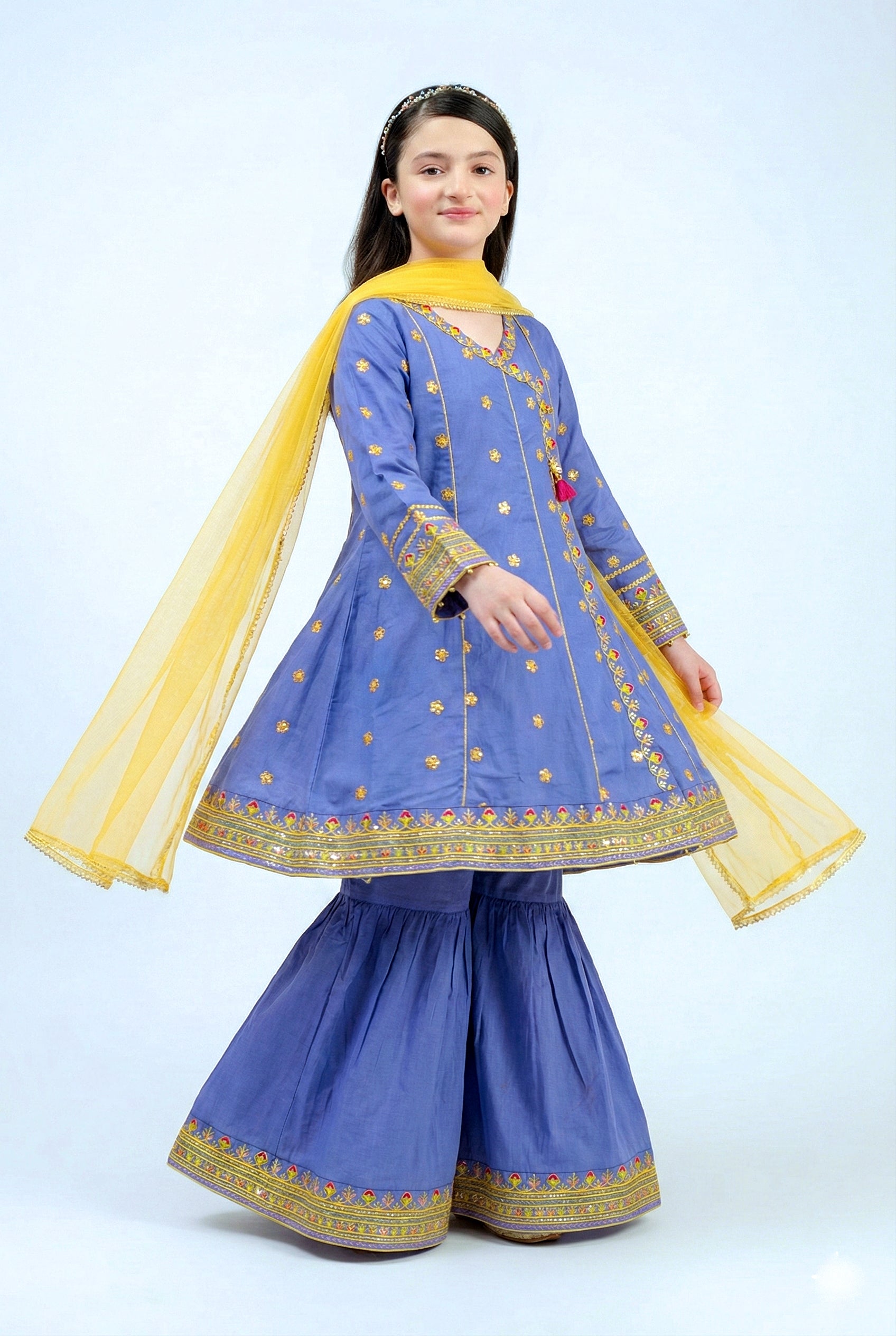 Premium Embroidered Kids Angrakha Frock Suit – Festive Wear