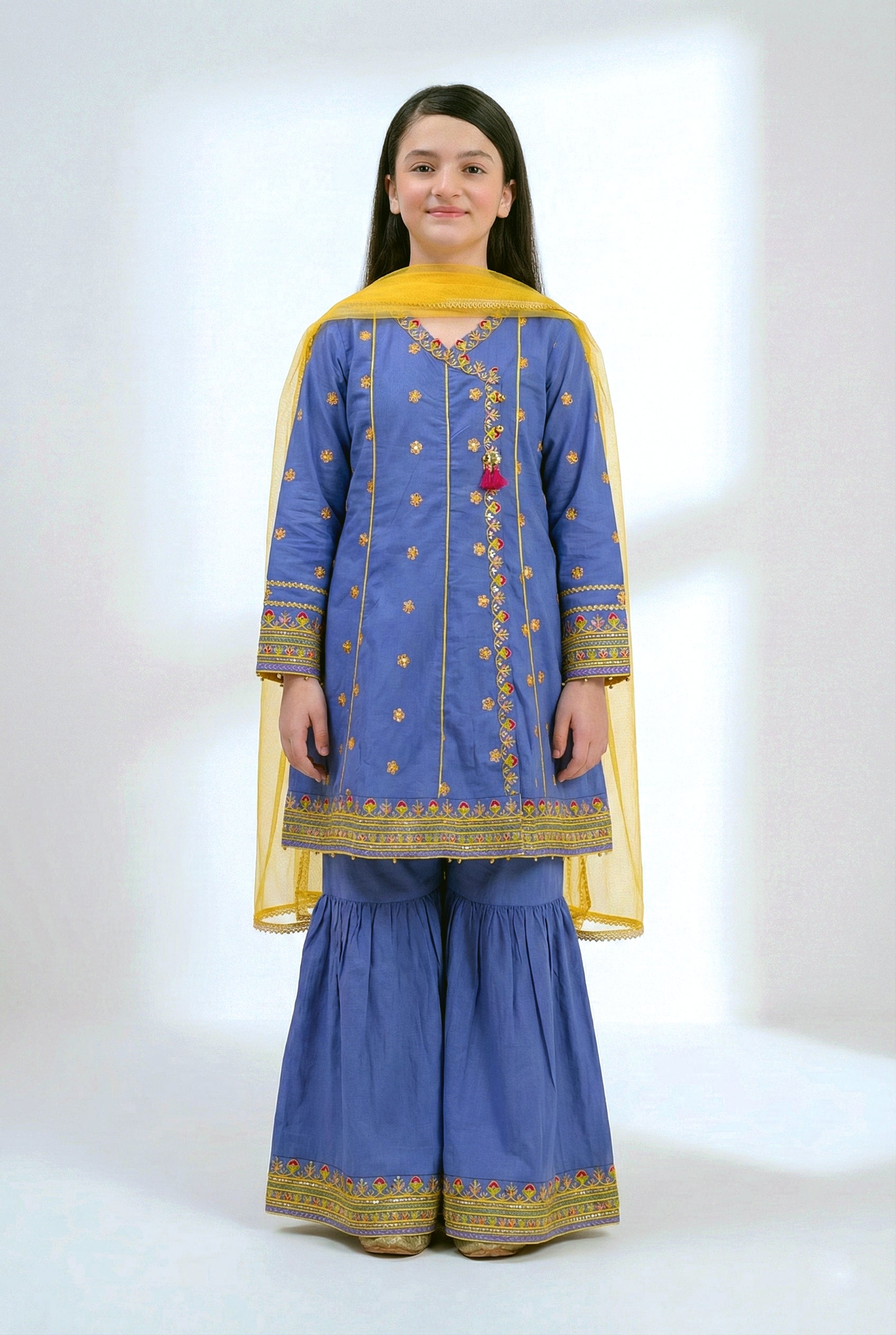 Premium Embroidered Kids Angrakha Frock Suit – Festive Wear